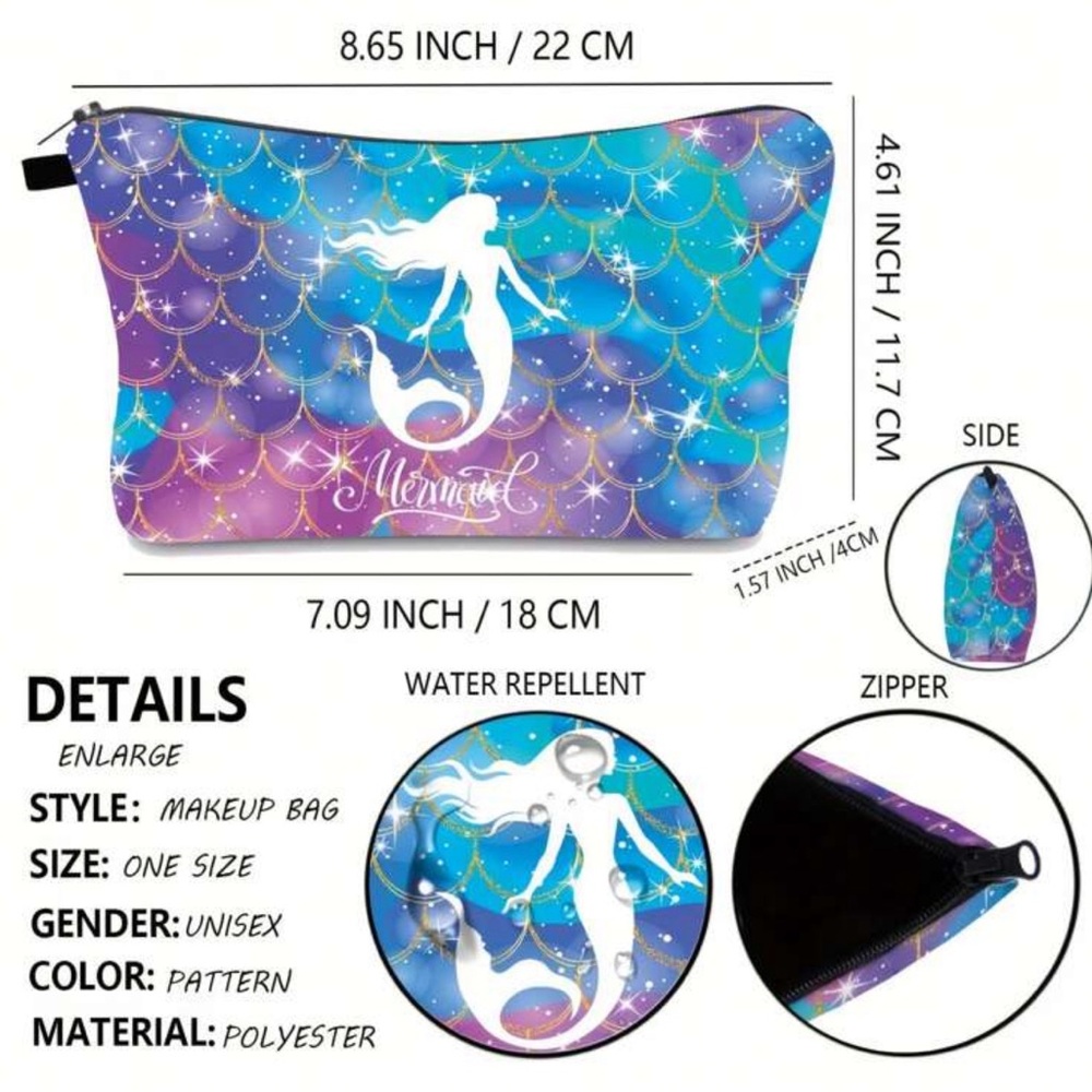 π§ββοΈMermaid Waterproof Makeup Bag, NWT - Picture 2 of 5